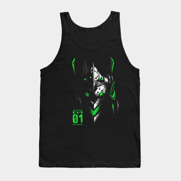 Evangelion EVA 01 Ink Dark Mecha Tank Top by BlancaVidal